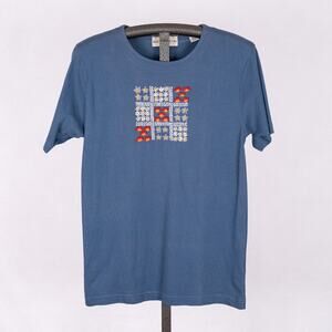 Vintage Women's CottageCore Embroidered Top MEDIUM Floral Garden Bloom Hong Kong